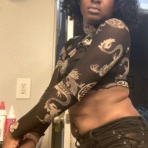 Sheer dragon asian type crop top